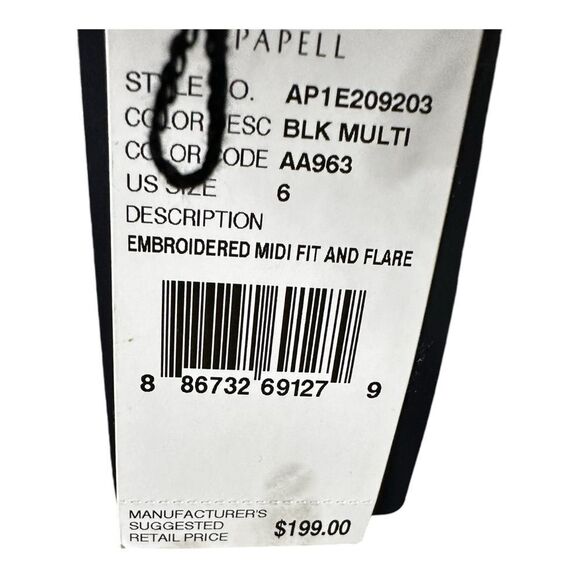 NWT Adrianna Papell Women's Embroidered Midi Fit and Flare size 6 black & white - Picture 9 of 15